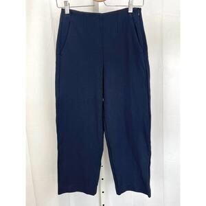 THEORY Vielio Fixture Ponte Pants Flat Front Side Zip Cropped Navy Blue Size 0